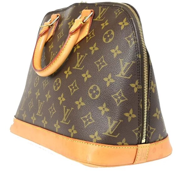 LOUIS VUITTON LV Logo Alma Hand Bag Monogram Leather Brown France M51130 73RJ880 - Picture 4 of 16